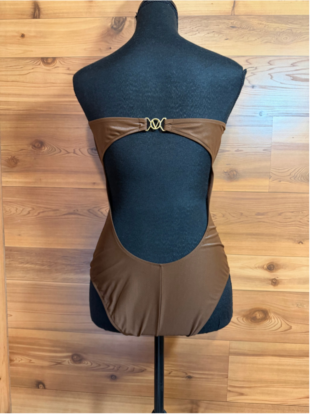Valentino Sand metallic shimmer brown one piece strapless swimsuit women’s 10 - Picture 9 of 12
